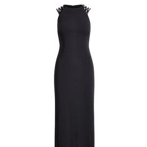 Lauren | CRISSCROSS-STRAP BLACK JERSEY GOWN